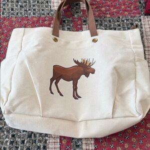 Canvas Tote Bag with Moose Design